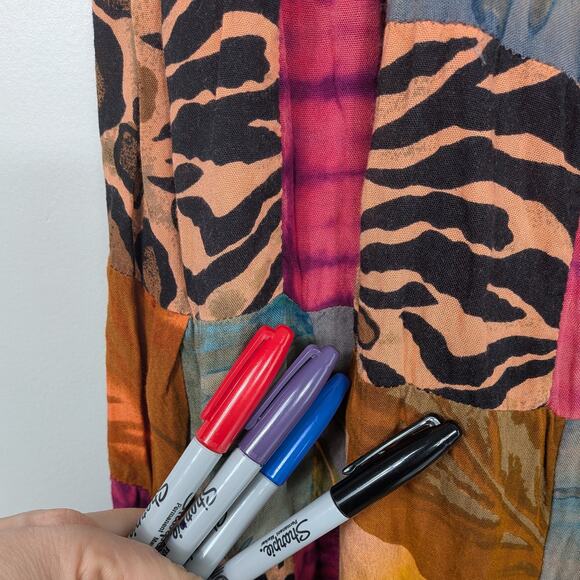 Patchwork Maxi Skirt Os Multi Pink Broomstick Whimsigoth Hippie Elastic Artsy - Picture 9 of 10